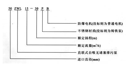 ZWL直联式自吸泵型号意义